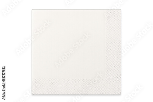 White square embossed paper napkin with textured border, studio-isolated on a transparent background