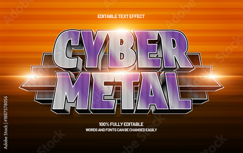 Cyber Metal Editable Text Effect – Futuristic Metallic Typography for Logo, Game, and Poster