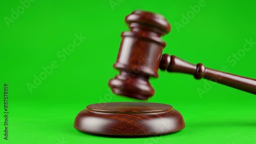 Wallpaper Mural Wooden judge gavel striking on sound block against green screen background, ideal for compositing, legal services marketing, courtroom animations & justice-themed projects with chroma key. Torontodigital.ca