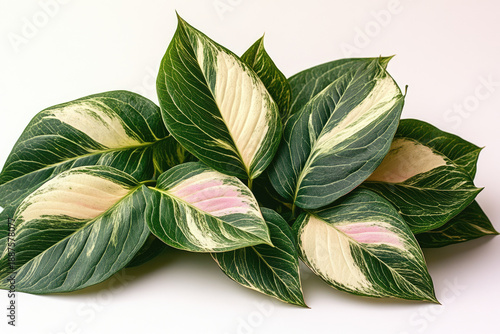 Green Leaves Displaying Pink and White Striped Beauty