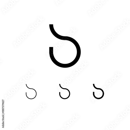 Letter B, digital alphabet cyber font, including set of three different letters, thin, regular, medium, vector illustration 10EPS