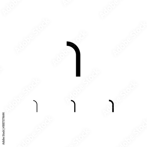 Letter I, digital alphabet cyber font, including set of three different letters, thin, regular, medium, vector illustration 10EPS