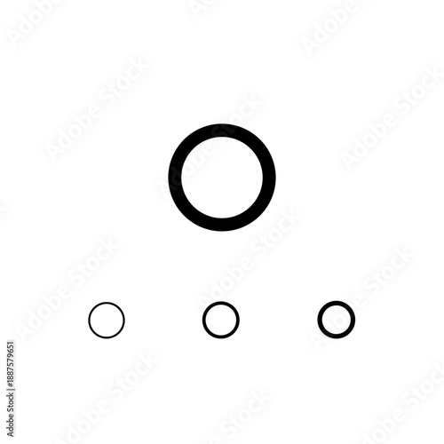 Letter O, digital alphabet cyber font, including set of three different letters, thin, regular, medium, vector illustration 10EPS