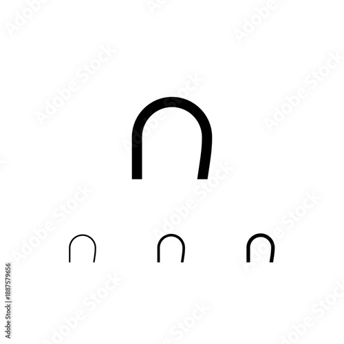 Letter N, digital alphabet cyber font, including set of three different letters, thin, regular, medium, vector illustration 10EPS