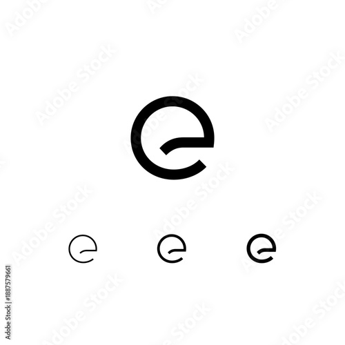 Letter E, digital alphabet cyber font, including set of three different letters, thin, regular, medium, vector illustration 10EPS