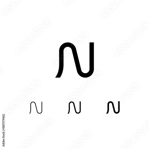 Letter N, digital alphabet cyber font, including set of three different letters, thin, regular, medium, vector illustration 10EPS
