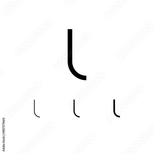 Letter L, digital alphabet cyber font, including set of three different letters, thin, regular, medium, vector illustration 10EPS