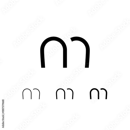 Letter M, digital alphabet cyber font, including set of three different letters, thin, regular, medium, vector illustration 10EPS