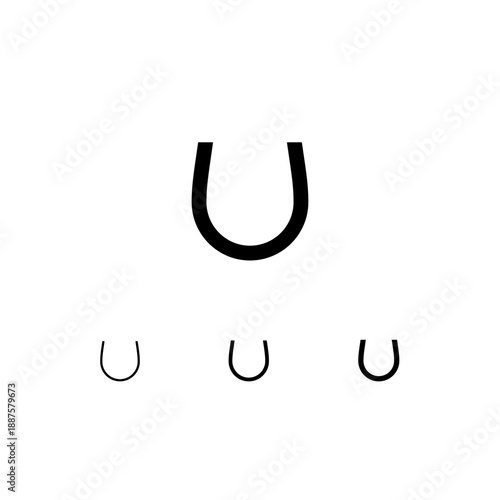 Letter U, digital alphabet cyber font, including set of three different letters, thin, regular, medium, vector illustration 10EPS