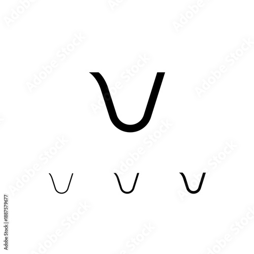 Letter V, digital alphabet cyber font, including set of three different letters, thin, regular, medium, vector illustration 10EPS