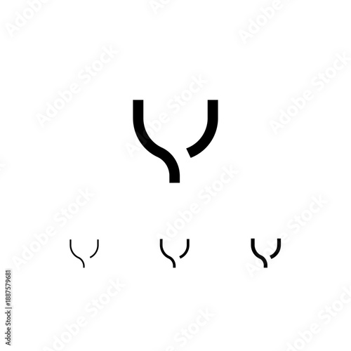 Letter Y, digital alphabet cyber font, including set of three different letters, thin, regular, medium, vector illustration 10EPS