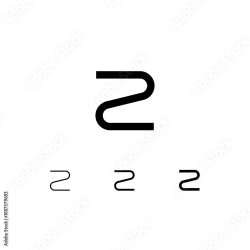 Letter Z, digital alphabet cyber font, including set of three different letters, thin, regular, medium, vector illustration 10EPS