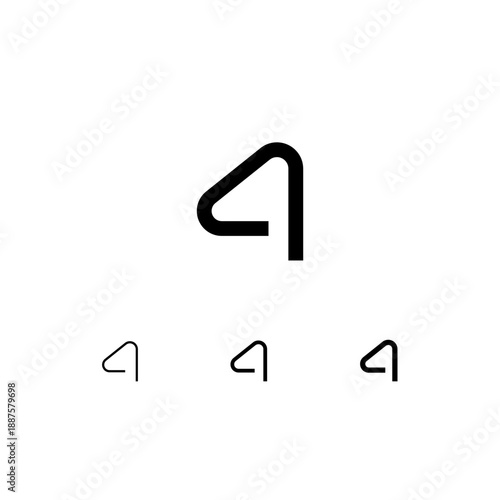Number 4, digital numeral four, including set of four different cyber numbers, thin, regular, medium, vector illustration 10EPS