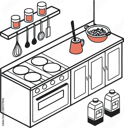 set of kitchen stove