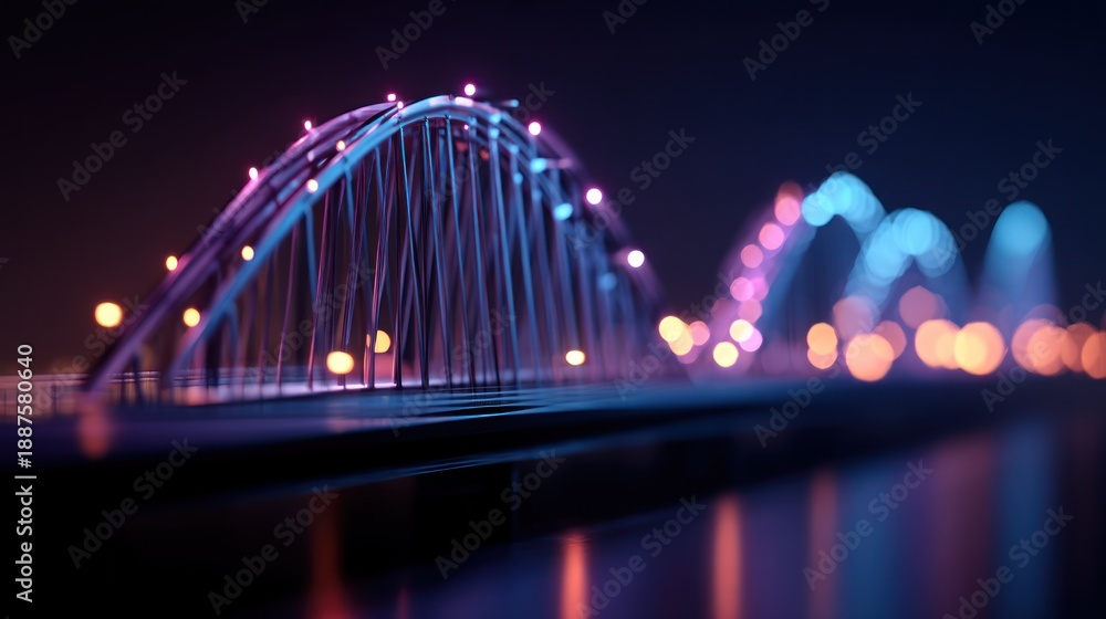 Fototapeta premium Glowing modern bridge