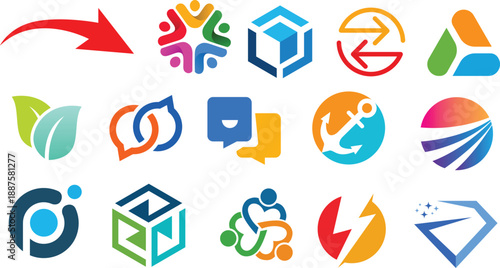 Collection of vibrant abstract vector logos and icons for various modern branding and design needs Vector