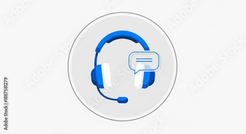 Customer support headset with speech bubble for online help and service