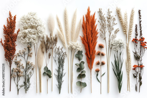 Minimalist Display of Feathered and Textured Dried Plants