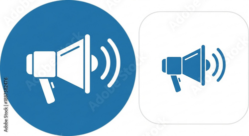 Megaphone icons for communication and announcement purposes with sound waves