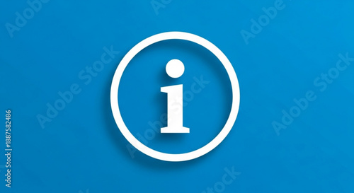 Information icon on blue background with white circle and lowercase letter i symbol