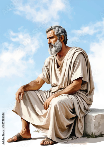 063-08-Classical illustration of an ancient greek philosopher contemplating