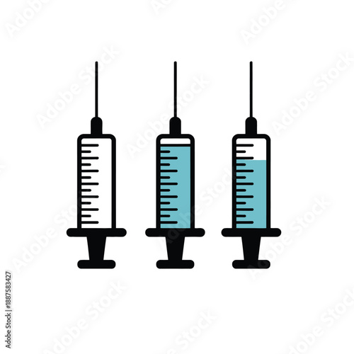 Medical syringes with liquid