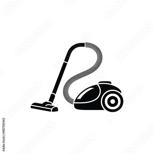 Simple black vacuum cleaner icon on white background