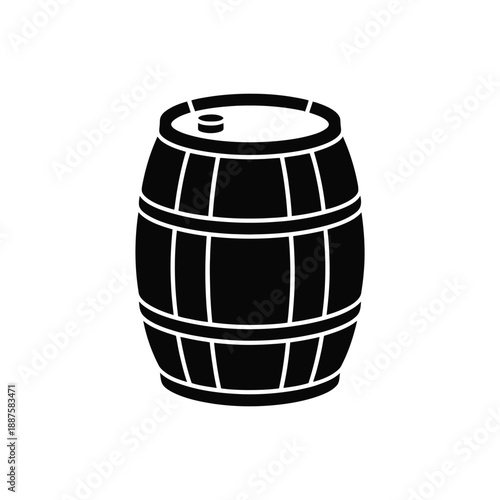 Black barrel with white outline on white background