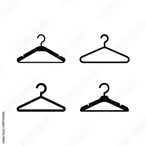 Different types of coat hangers on white background
