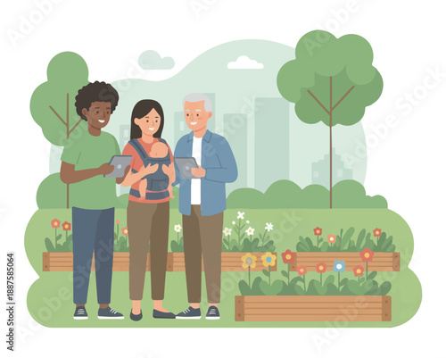 Outdoor vector of multiculture people