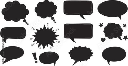 Black speech bubble collection. Set of speech bubble. Speech bubble comic