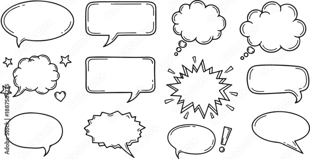 Fototapeta premium Black speech bubble collection. Set of speech bubble. Speech bubble comic