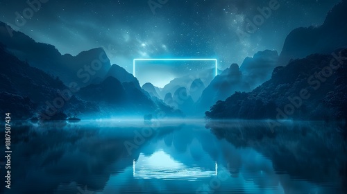 Wallpaper Mural Surreale Berglandschaft mit leuchtendem Portal und Nebel
 Torontodigital.ca