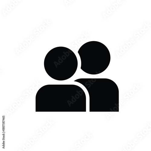Simple black and white icon representing two overlapping user profiles or contacts