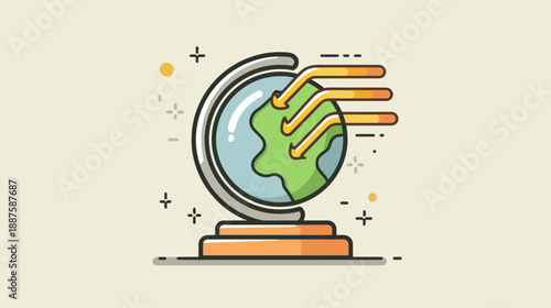 Earth Globe Illustration Showing Greenhouse Heat Trapping