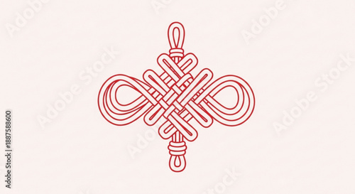 Intricate red celtic knot design on cream background symbolizing unity and heritage
