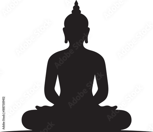Silhouette of Buddha meditating in lotus position