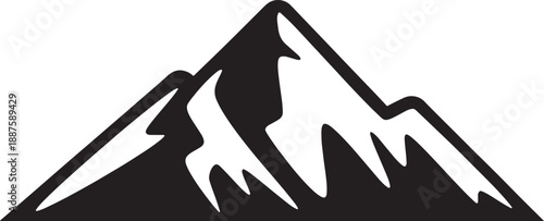 Stylized Black and White Mountain Peak Icon