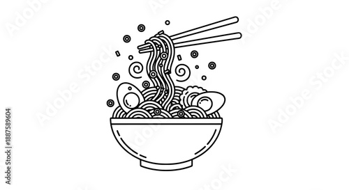 Ramen noodle bowl with chopsticks