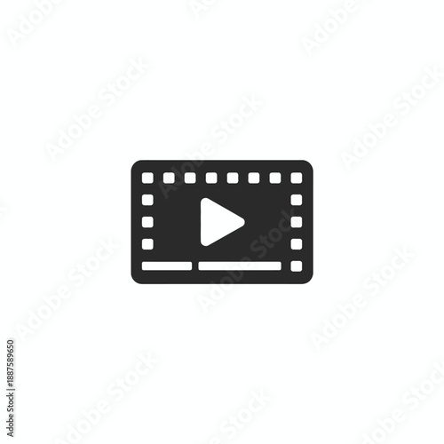 Video play icon on film strip background