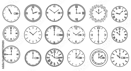 Clock faces outline set