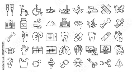 Medical line icons set
