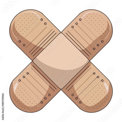 Crossed band aids on white background