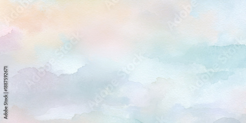 A soft pastel watercolor wash background featuring blended hues of peach turquoise and pale rose colors
