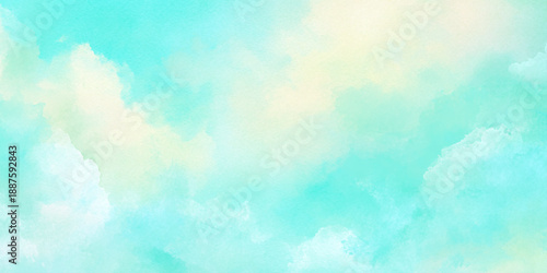 a soft and serene watercolor sky with white clouds on a light blue background high quality professional