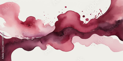 An artistic red liquid paint splash with watercolor texture and ink splatters creates a colorful grunge heart pattern on a decorative paper frame illustration