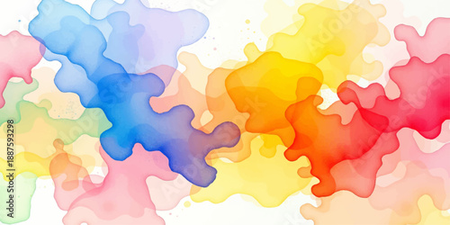 Abstract watercolor painting features a colorful vector design with artistic jigsaw puzzle pieces and rainbow textures to create a 3d illustration concept of connection and teamwork