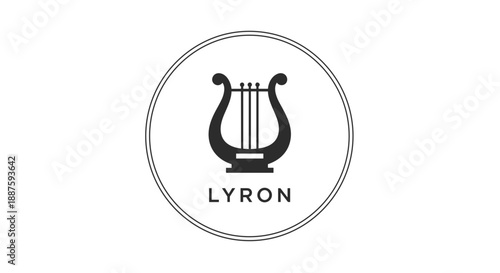 Black Lyre Musical Instrument Logo Design.