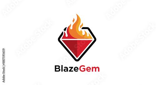 BlazeGem Logo with Fire and Diamond.