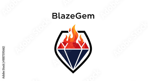 BlazeGem Logo with Flame and Gemstone.